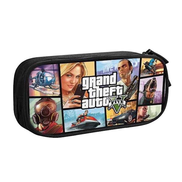 Grand Theft Auto V blyantspenal, multifunktionel penneæske, stor kapacitet holdbar blyantpose opbevaringspenneposearrangør-w1088