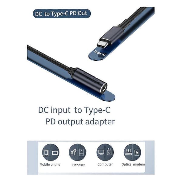 DC Hun Input til USB C PD Han Strømkabel, 100W DC4506 Type-C Ladekabel til Telefoner