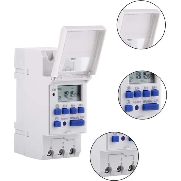 15A Ukentlig LCD Digital Timer – Programmerbar opptil 7 dager – 220V Strømforsyning – Bryter for elektrisk panel