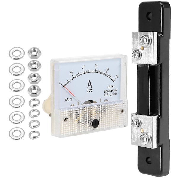 DC 0-50A Analog Ampere Meter Strömmätare Panel + 50A 75mV Shuntmotstånd