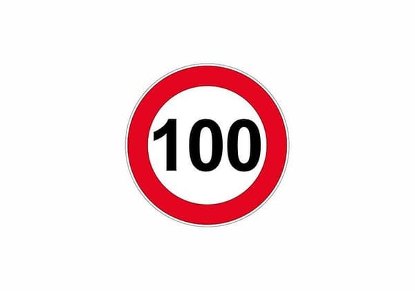 Tarra-kyltti ovelle nopeusrajoitus 100
