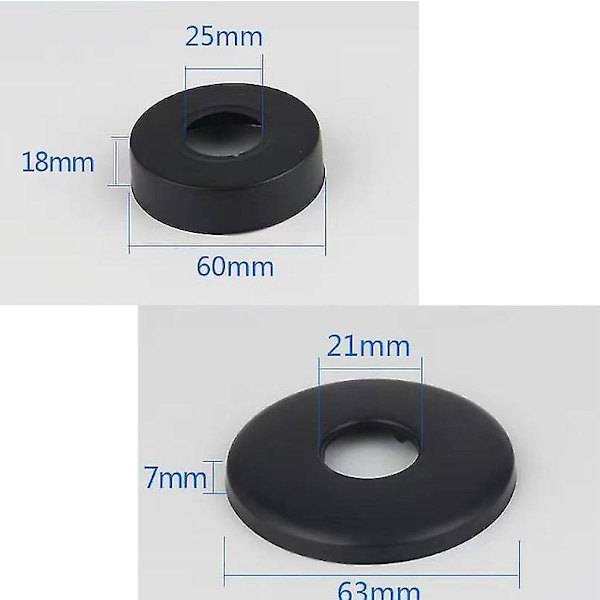 4 stk. Mat Sort Bruserblander Rosette, Rustfrit Stål Hane Rosette, Flad Vægmonteret Hane Dæk Radiator til 21mm og 25mm Vandrør Vinkel 12