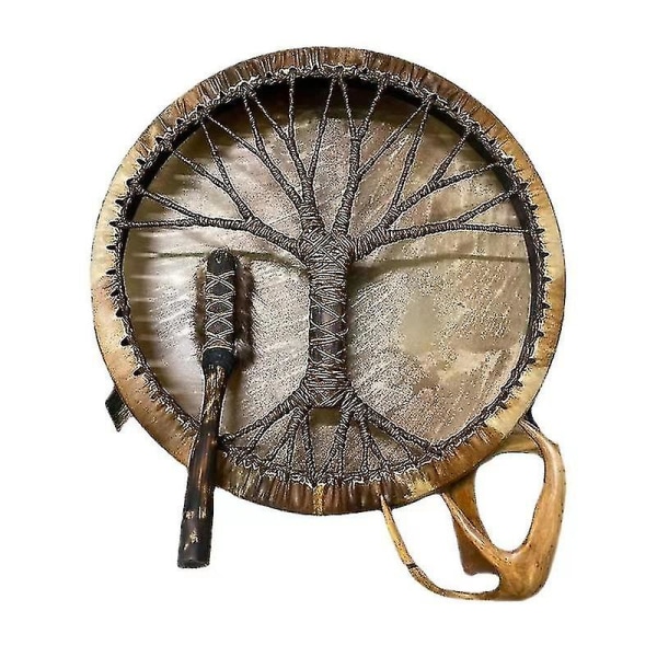 Tree Of Life Shaman Drum Käsintehty Siperian Drum Spirit Musiikkisymboli Puutarhasisustus (xq)