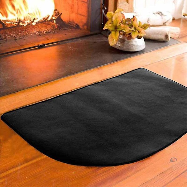 Indendørs Pejsmåtte Brandhæmmende Glasfiber Pejs- og Pejsmåtte - Glødebeskyttelsesmåtte til Pejs og Ovne (Sort, 100 x 50 cm)