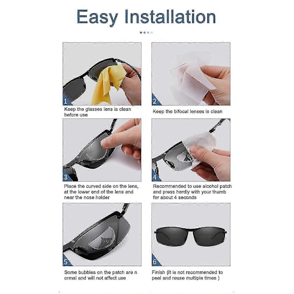 Självhäftande bifokala läsglasögon Förstorande läsglas för solglasögon/glasögon
