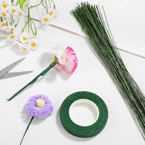 150 st Blomstjälkar för pyssel, falska blomstjälkar, järnblomstjälkar, floristtråd, blomsterbukettillbehör