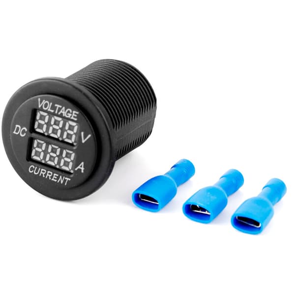 LED Digital Voltmeter Amperemeter Rund Måler Strømmåler til Bil, Båd, Motorcykel