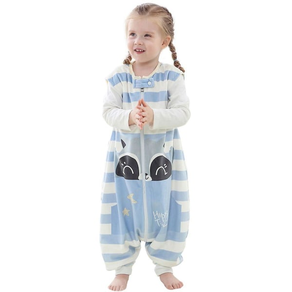 2023 Ärmlös baby bomullssovsäck vinter pyjamas i ett stycke - Randig tvättbjörn L