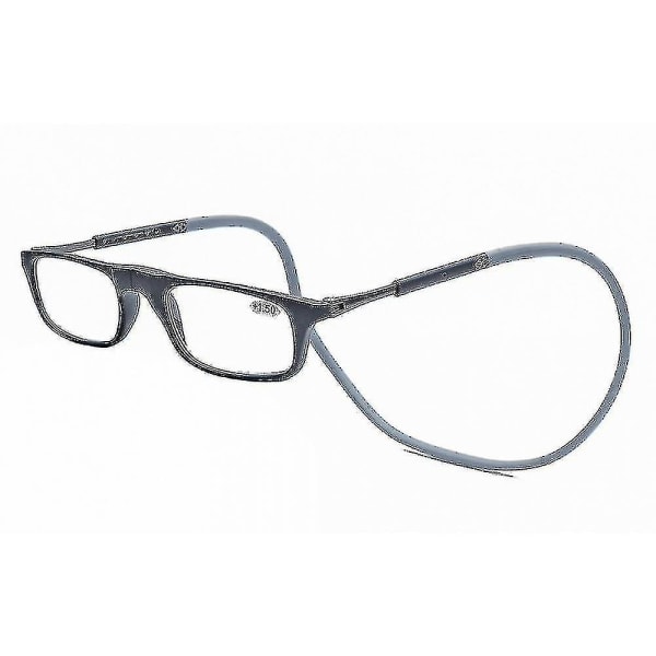 Lesebriller Høykvalitets Tr Magnetic Absorption Hanging Neck Funky Readers Glasses 2.75 Magnification Grey