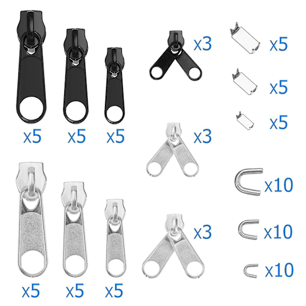 85 stk. Lynlås Reparationskit Lynlås Skyder Redning Universal Lynlåse Udskiftning Jakke Tøj Taske Telte Fix (filtring) - YUHAO