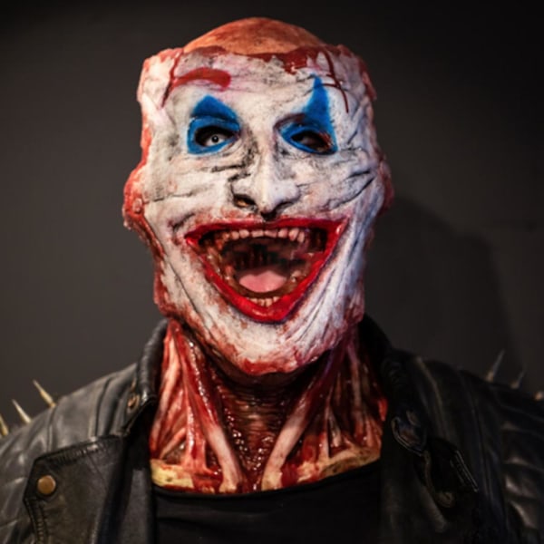 Halloween Clown Jack -kaksinkertainen naamio, päähine, cosplay, juhlat, kasvot, kauhu, rekvisiitta