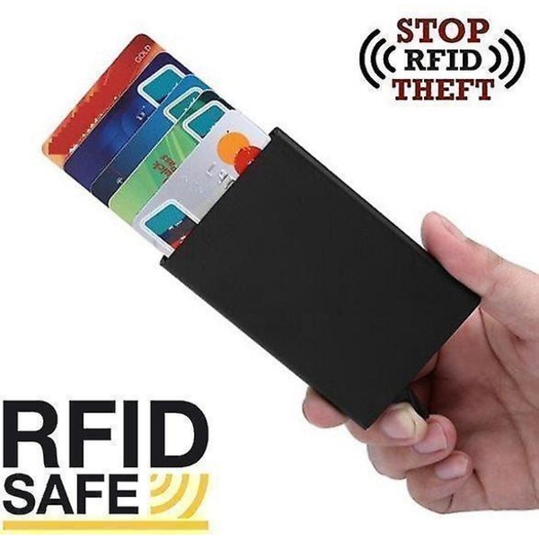 Pop-up korthållare - Aluminiumfack skyddar (RFID Secure) Grå färg