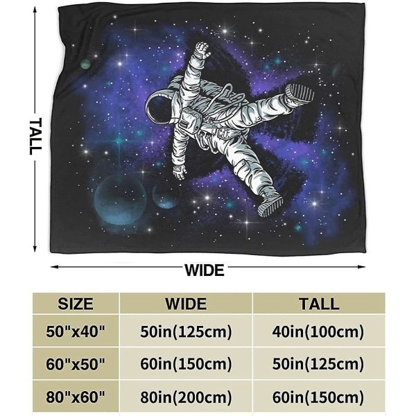 Space Astronaut Throw Peitot, All Season Kevyt pehmeä lämmin Micro Fleece -peitto olohuoneeseen-p320 (xq)