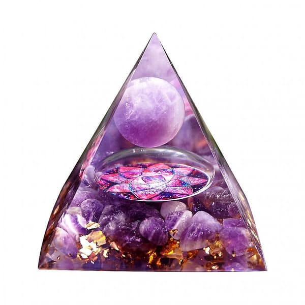 Amethyst Orgon Pyramide Lilla Meditation Krystaller Helbredende Sten