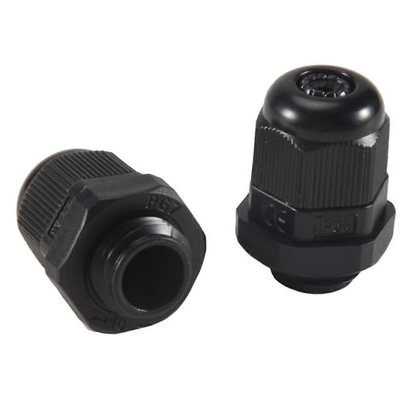 30 stk. PG7 Vandtæt Konnektor Muffe Sort til 4-7 mm Diameter Kabel