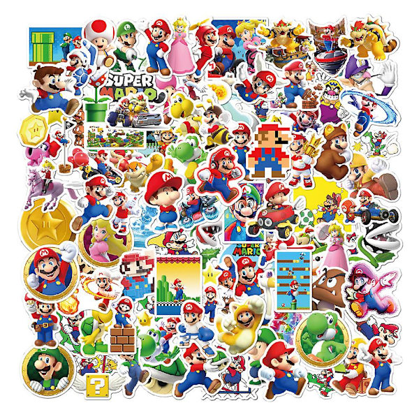 100 stk. Super Mario Bros Movie Sticker Cute Cartoon Game Character Decals Børn Teen Voksen Vandtætte Vinyl Stickers Til Flaske Laptop Bagage Dekorer