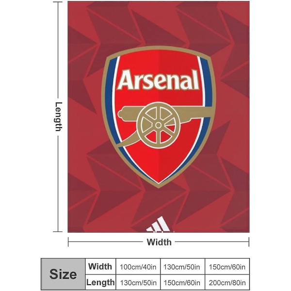 Arsenal F.c. Ultra-myk mikrofleece-pledd for hjem, sofa, seng, koselig, varm, lett for alle årstider, gavedekorasjoner, 3d-trykt teppe F