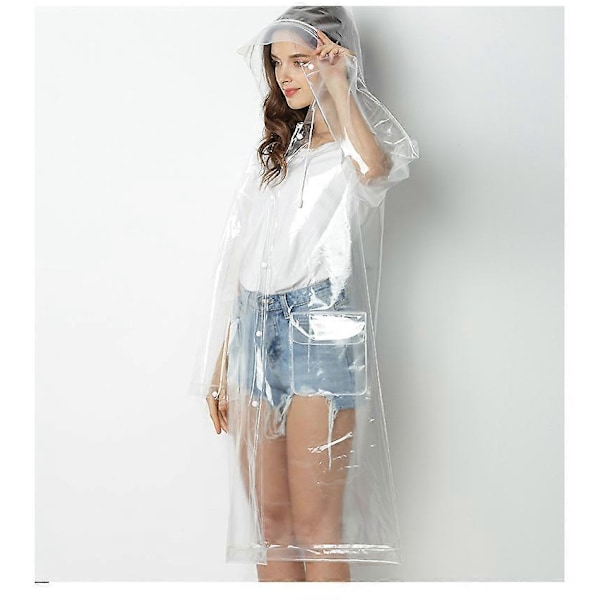 Transparent regnkappa för damer, mode vattentät poncho trenchcoat återanvändbar (1 st, klar färg)