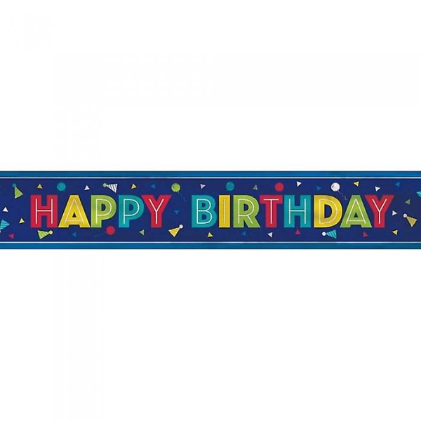 Materiale: Folie. Længde: 12 fod. Design: Ballon, Festhat, Tekst, Trekant. Anledning: Fødselsdag.