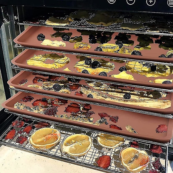4 stk. Silikon Dehydratormatter Med Kant - Silikonsark Kompatibel, Non-Stick Silikonbrettfôr