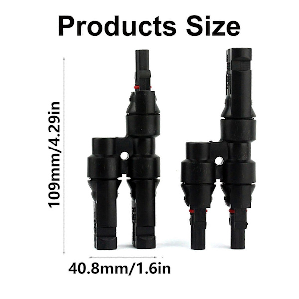 1 par 2 til 1 solcellepanelkoblinger T-type parallellkobling vanntette koblinger gren parallell solcellesystemer