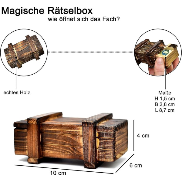Träpusselbox med hemlig fack - Utmanande hjärnspel för barns intellektuella utveckling