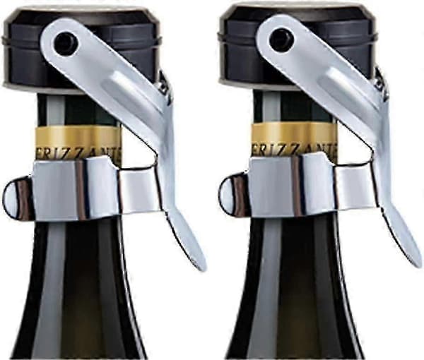 Champagneflaske-prop i rustfrit stål, sæt med 2 stk. Forsegler til mousserende vin, egnet til Cava og Prosecco