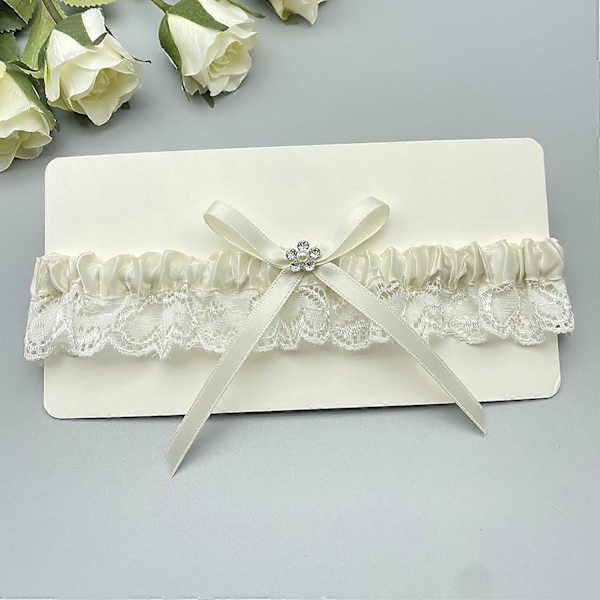 Brude Strømpebånd for Brud Lace Bryllup Strømpebåndsett for Kvinner Ben Strømpebånd Belte Lår Ivory