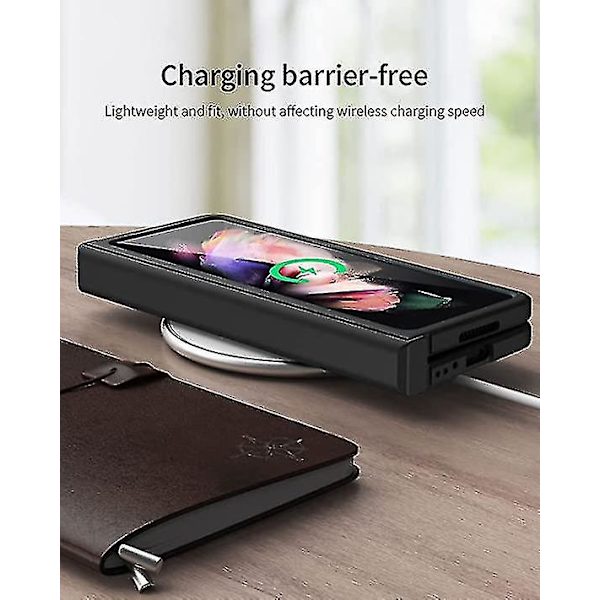 Galaxy Z Fold 3 Fodral, Skydd för gångjärn, Robust PC-skal med skärmskydd, Fullt skydd (svart)