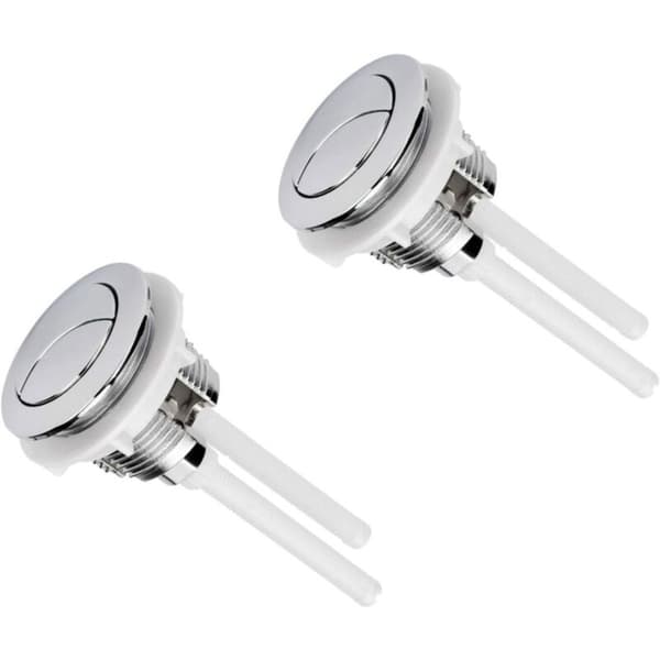 2 stk. dobbelspyling toalettknapper 38 mm standard forkrommet sølv toaletttankknapper
