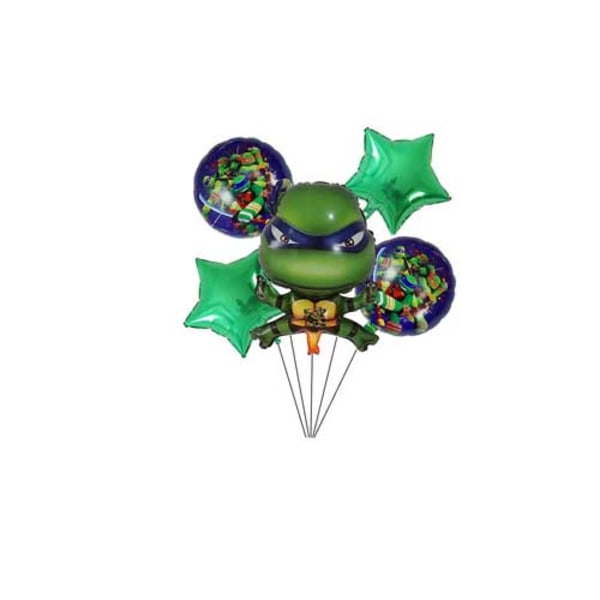 5 stk. Ninja Turtles folie ballon sæt festartikler fødselsdag dekoration