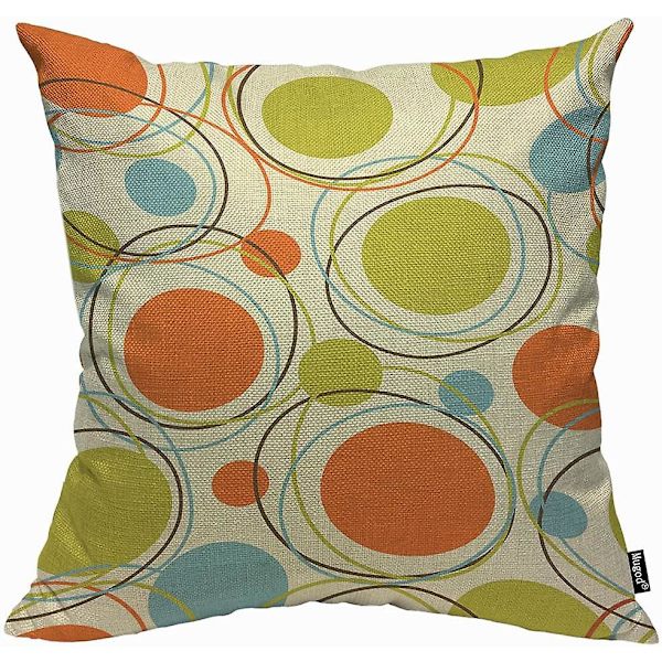 Grön Orange Färgglad 1950-tal Retro Abstrakt Mid Century 1960-tal Modern Kuddfodral Överkast Kuddfodral Kuddfodral för Män Kvinnor Dekorativ Hem Soffa C