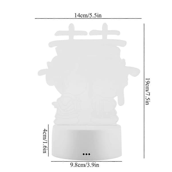Berøringskontroll Lampebase 3D Nattlys Akrylplatepanel + USB-kabel (Hvit + Fjernkontroll)
