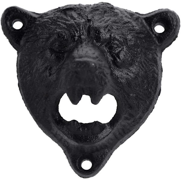 Wall Mounted Bear Head Shape Bottle Opener Cast Iron Soda Glass Cap Remover Creative Kitchen Bar Too