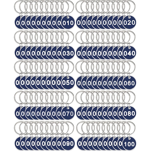 Anjetan nummererede tags, 100 stk. nummer 001-100 stempling nummer tags etiketter til klassificering, runde metal nummererede markering identifikation