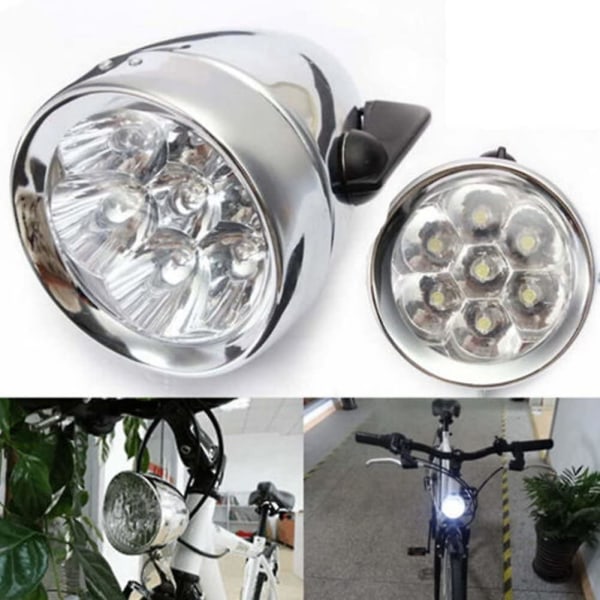 Cykellampor 3 LED Vintage Retro Klassiska Cykelfrontlampor Lampa Cykelbelysning Cykeltillbehör (silver)(1set)