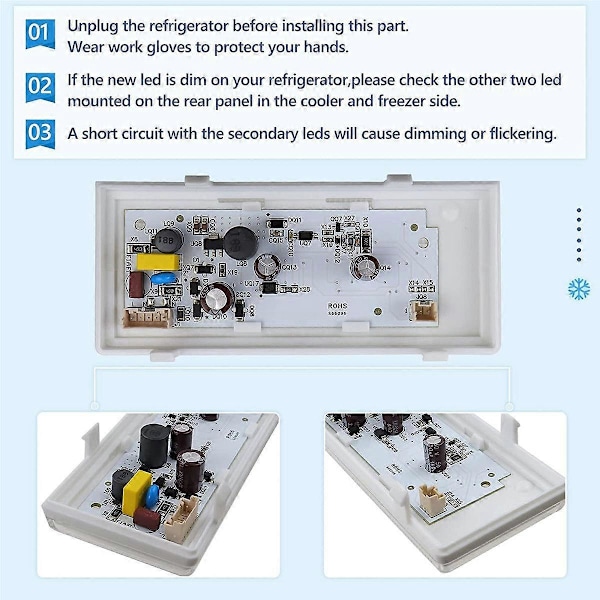 Uusi päivitetty W10515058 LED-valo, yhteensopiva Whirlpool/Kenmore/Maytag-jääkaappipakastimen kanssa
