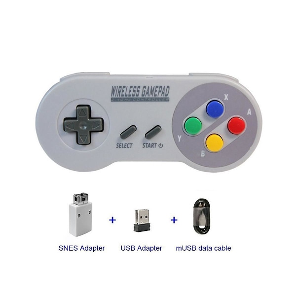 Trådløs Game Controller 2.4G Gamepad Joypad Joystick Kompatibel med SNES Mini PC Windows NS Switch