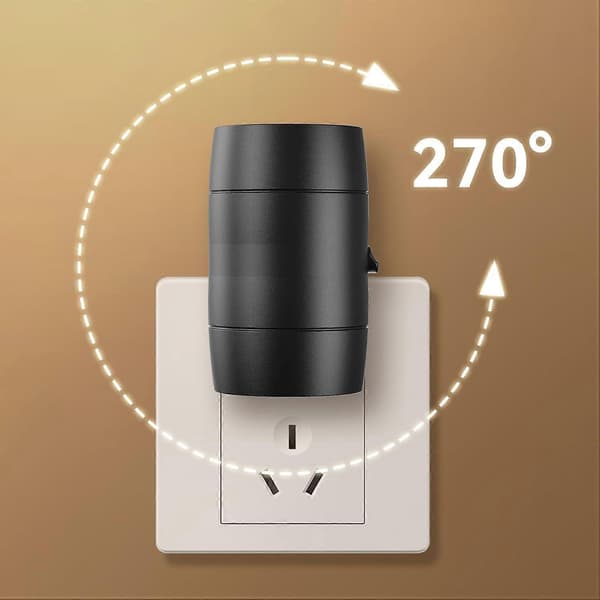 Roterbart LED Nattlys, Plug-in, Passer Horisontale/Vertikale Stikkontakter, Skumring-til-Daggry Sensor