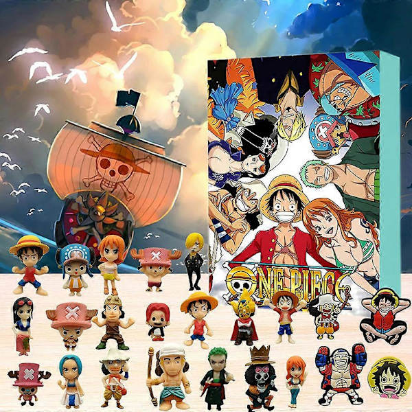 One Piece-docka Julkalender 2024, 24 dagar, blindboxfigurer, leksaker, nedräkning, julklapp till barn