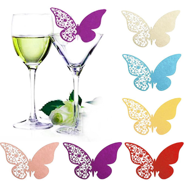 Sinknap 50pcs Table Mark Wine Glass Cards Favor Butterfly Name Place Party Wedding Decor