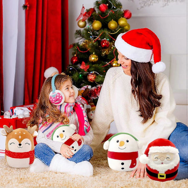 20cm Julren Plush Kudde Leksaker, 3D Söt Jultomte Fylld Ren Kudde Dock Squishy Bomulls Plushies Dock, Super Mjuk Leksak Present till Barn Barn