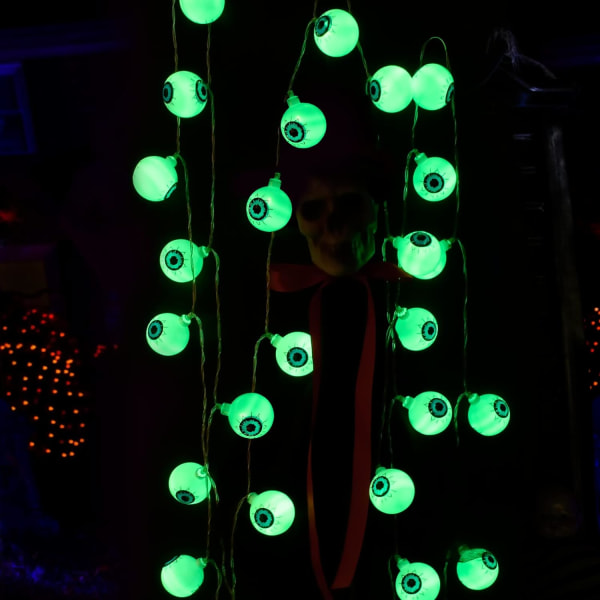 Halloween dekorative lys, 30 LED-øjeæble Halloween-lys dekorative snorelys
