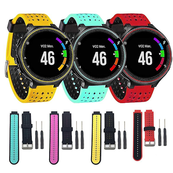 Udskiftning af silikoneurrem til Gar-min Forerunner 220 735 Approach S20 S5 S6 Black-White