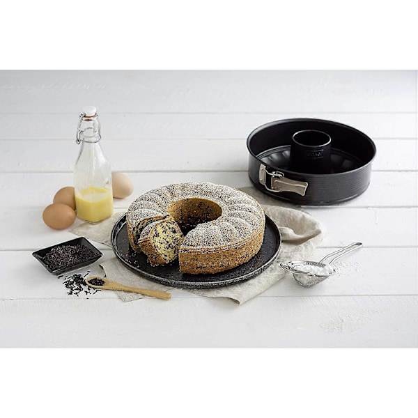 Springform kakform, springform kronform, rund kakform, Rostfritt stål, Svart, 24 x 24 x 6,5 cm
