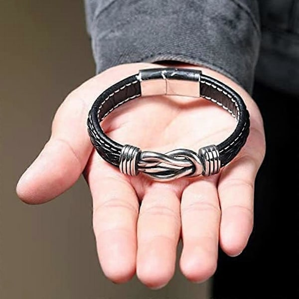 Punkarmband i titanstål och läder för män