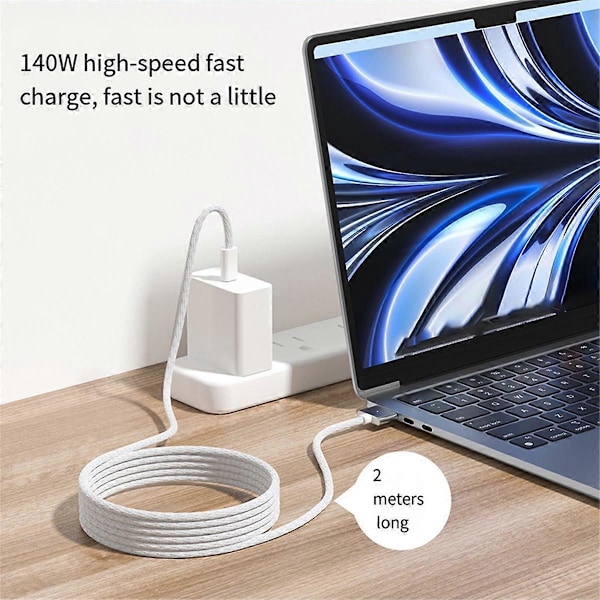 140W Type C - MagSafe 3 -sovitinkaapeli Macbook Pro Air Silverille