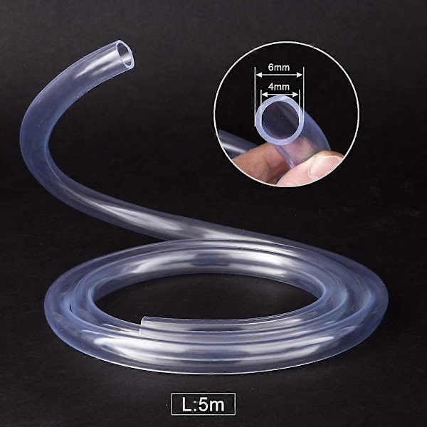 Läpinäkyvä pehmeä PVC-putki 5 metriä, 4 6 mm joustava paineputki