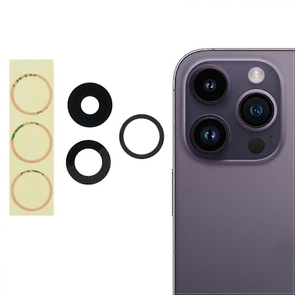 Bakkameraobjektivdeksel med lim for iPhone 14 Pro/14 Pro Max (1 sett OEM)