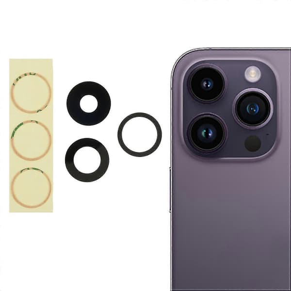 Til iPhone 14 Pro/14 Pro Max 1 Sæt OEM Bagkamera Linse Dæksel med Klæbestof